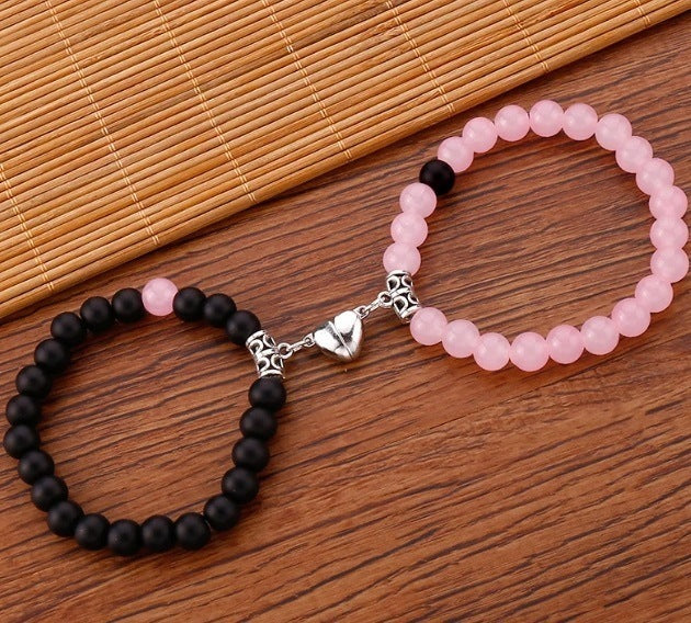 Black And White Love Magnet Suction Couple Bracelet Pair
