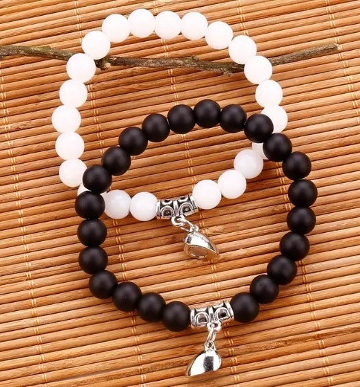 Black And White Love Magnet Suction Couple Bracelet Pair